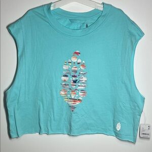 4226. FREE PEOPLE Inspire Tank Top in Ikat Buti/Light Turquoise Sz S NWT $38